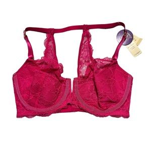 Cacique seriously sexy lace balconette everyday solution hot pink lace bra 36DDD